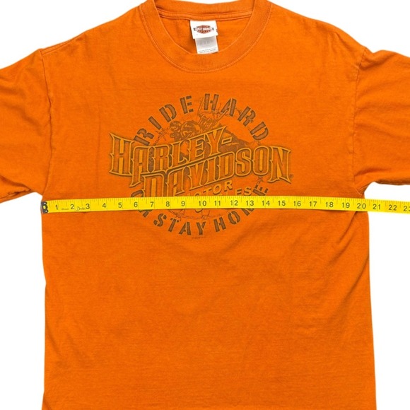 Harley Davidson Territorial Yuma AZ T Shirt Large Made USA Orange 2010 - Picture 8 of 8